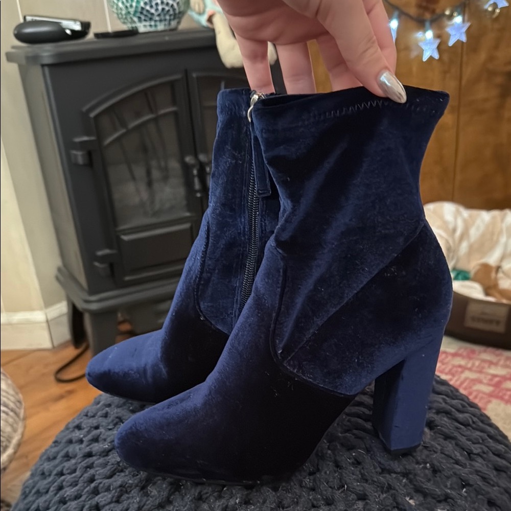 Steve Madden Navy Velvet Ankle Boots